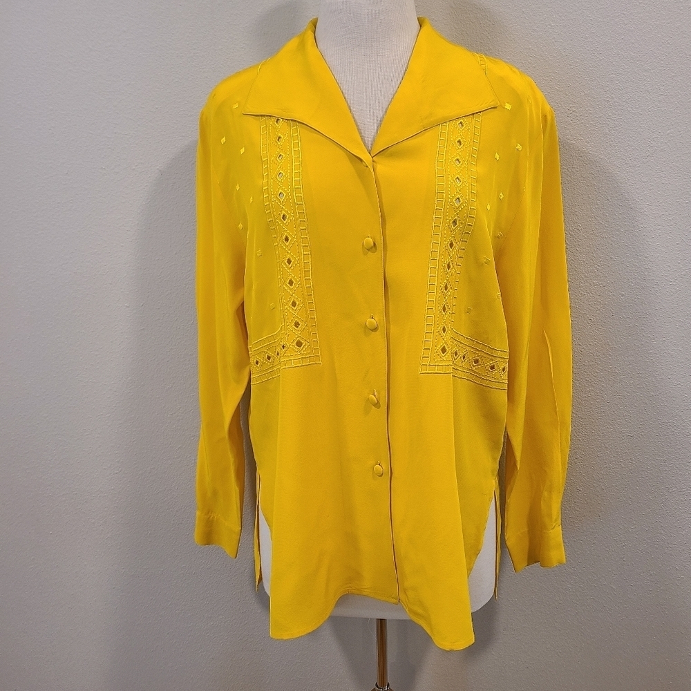 Suzelle Vintage 80's Embroidered Button Front Blouse